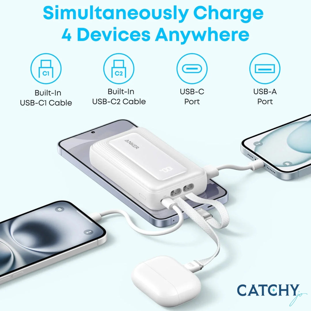 Anker Zolo Power Bank With Dual USB-C Cables(35W) 10000mAh