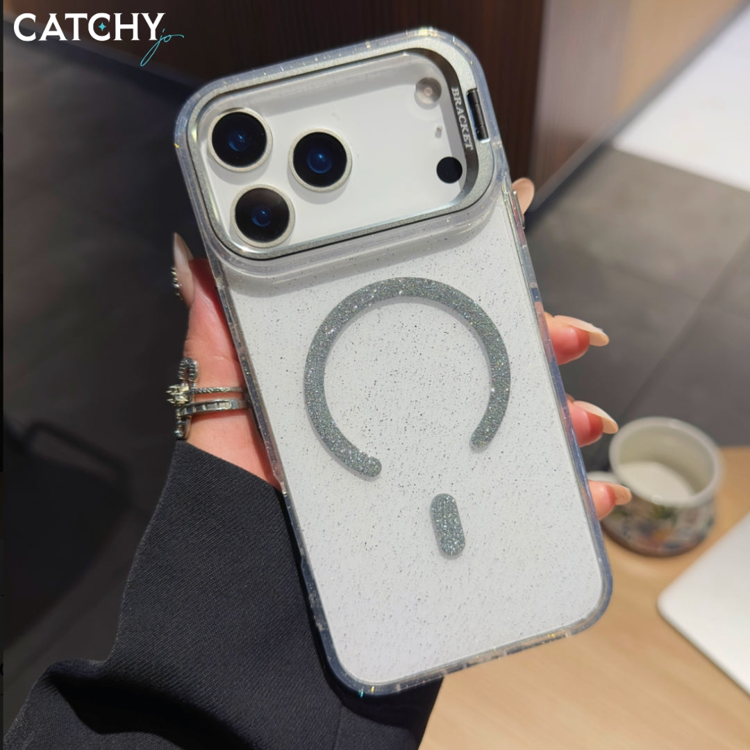 Glitter Magnetic Stand iPhone Clear Case