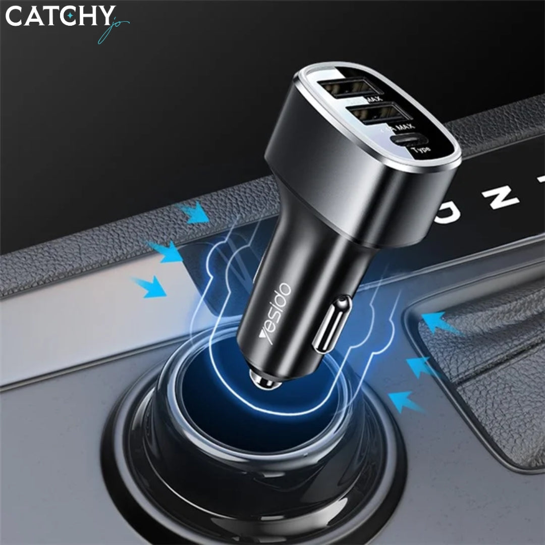 YESIDO Y47 3 Ports Fast Car Charger (49W)
