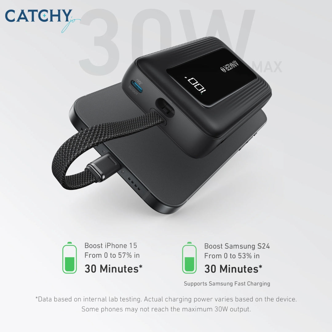 Anker Zolo Power Bank Built-In USB-C Cable (10,000mAh)