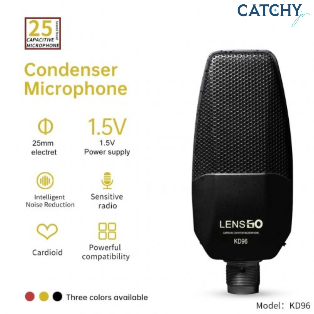 LENSGO KD96 Professional Cardioid Studio Condenser Mic With XLR To 3.5mm Cable