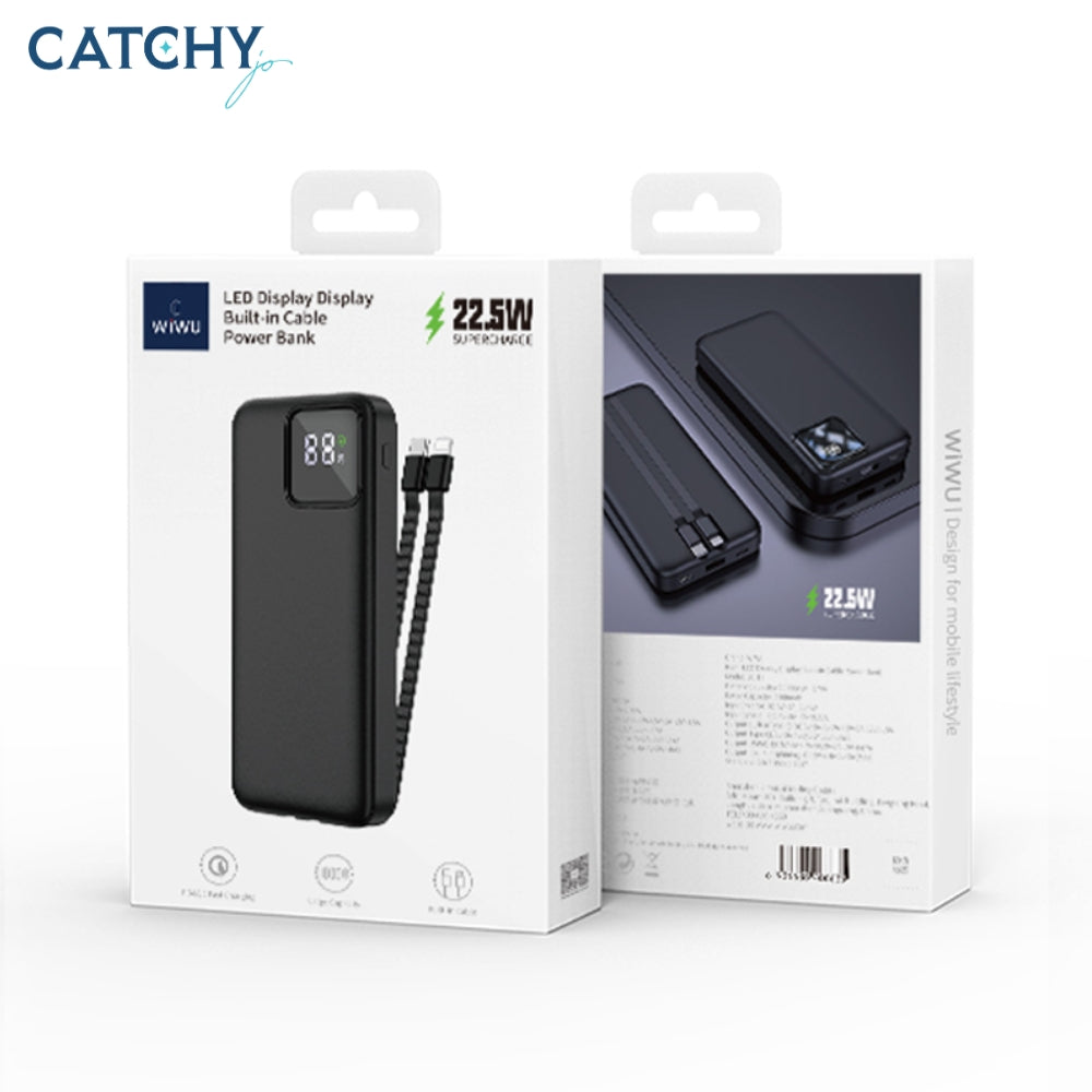 WiWU Power Bank With Built-IN-Cable 20000mAH (22.5W)