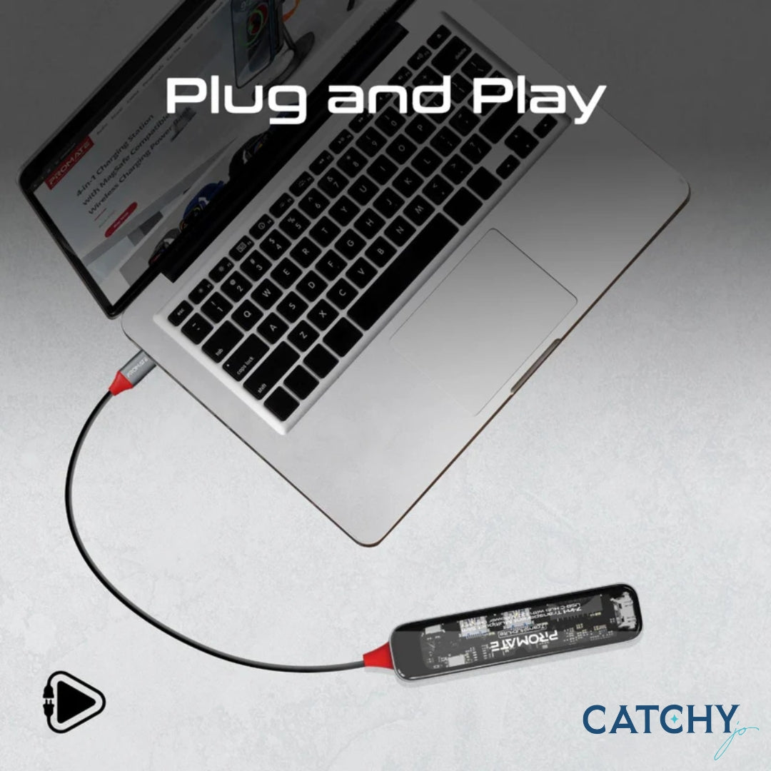 PROMATE TransHub 7-in 1 Transparent Multiport Slim USB-C Hub (100W)