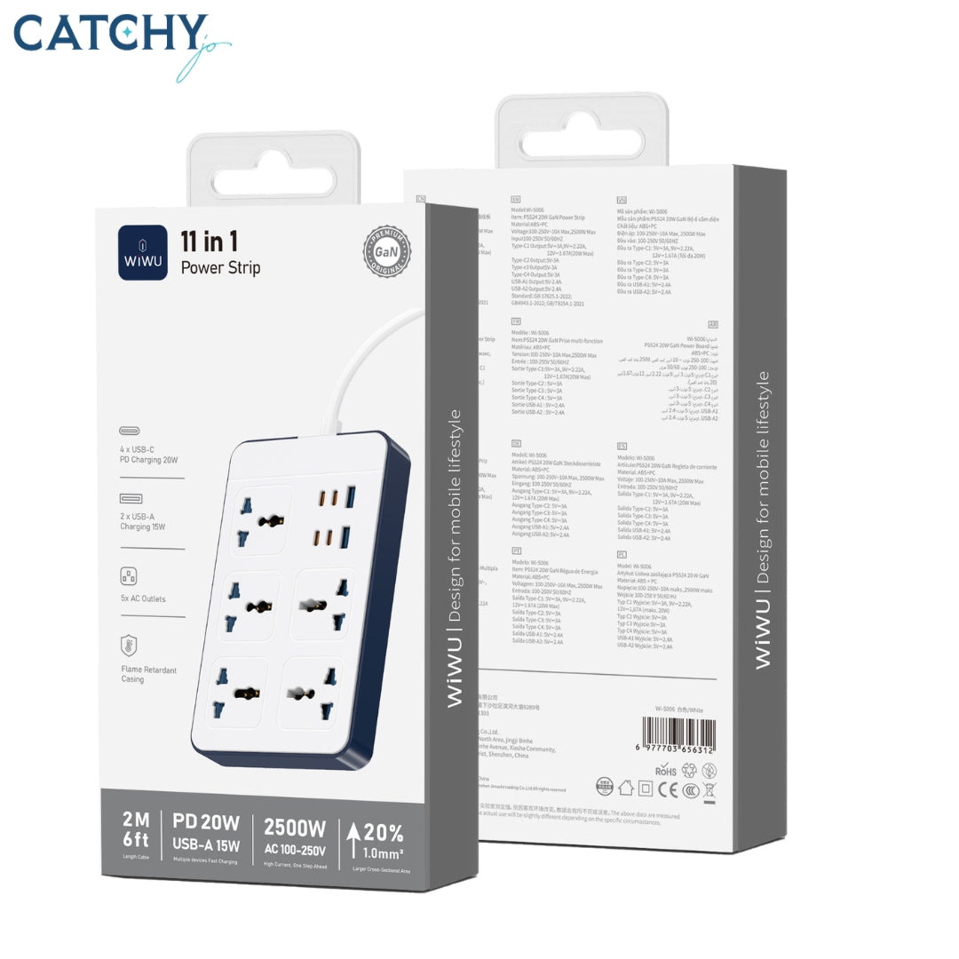 WiWU Wi S006 11 in 1 GaN Power Strip EU 2M (20W)