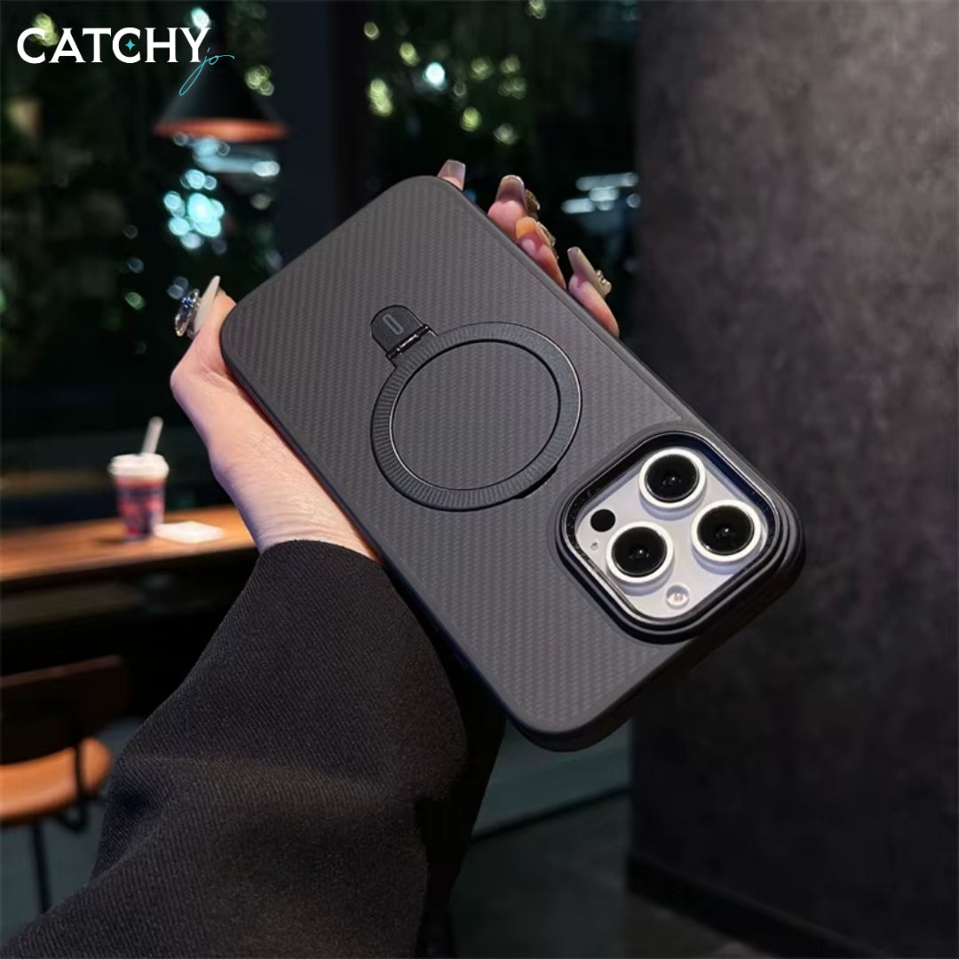 iPhone Carbon Fiber Wireless Charge With Kickstand Case