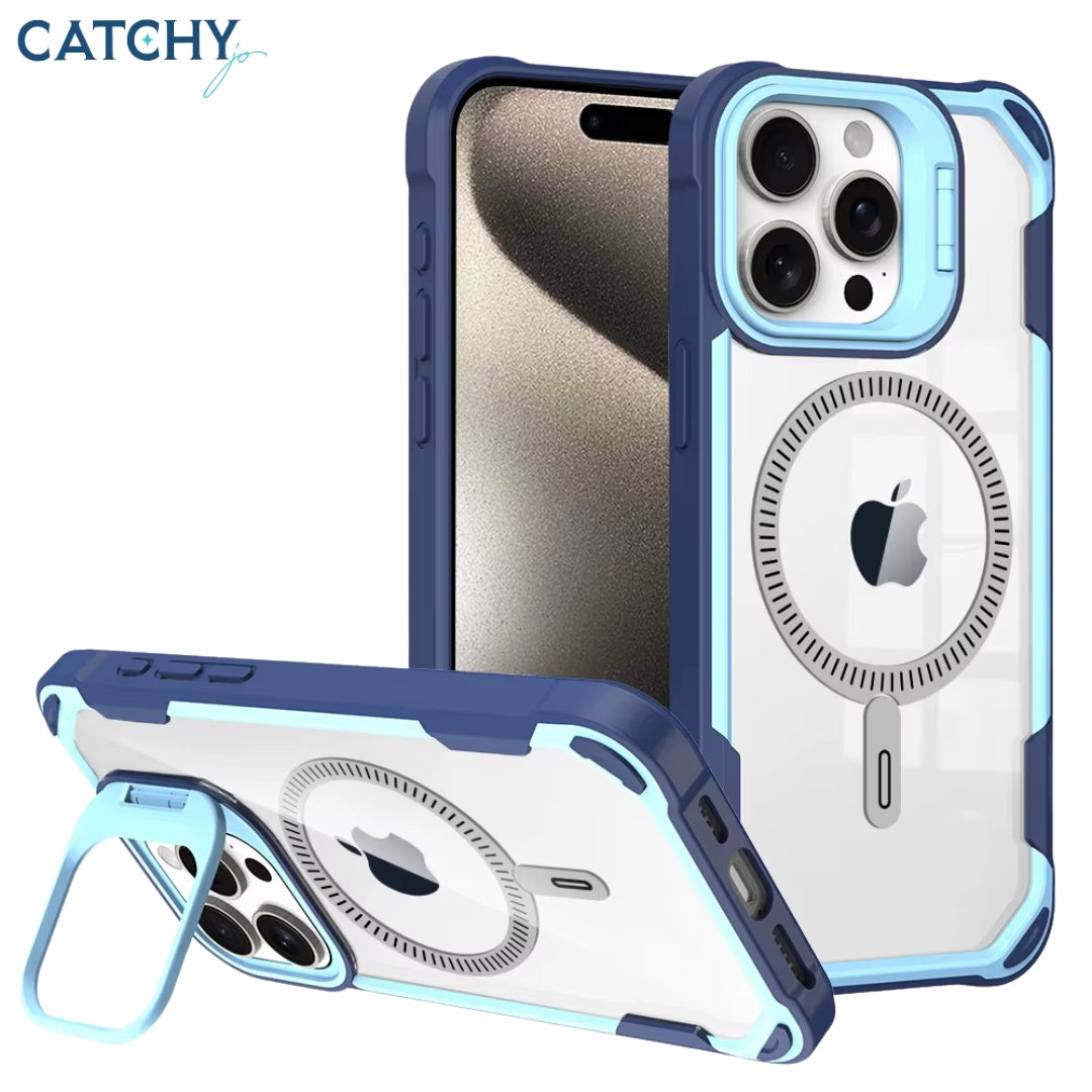Clear Magnetic iPhone Shockproof Lens Stand Case
