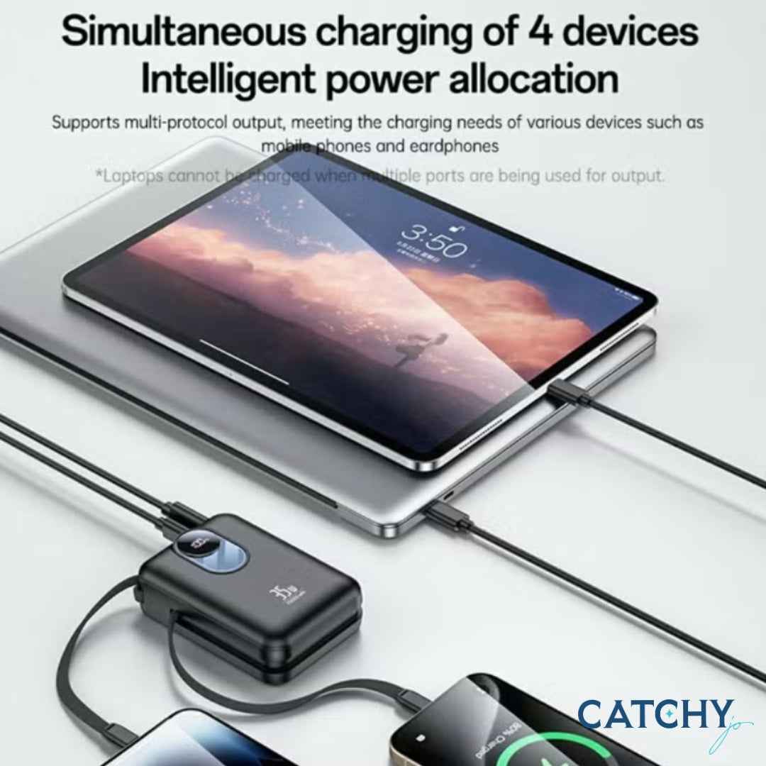 YESIDO YP94 Power Bank With Built-in Type-C & Lightning Cables (20000mAh)