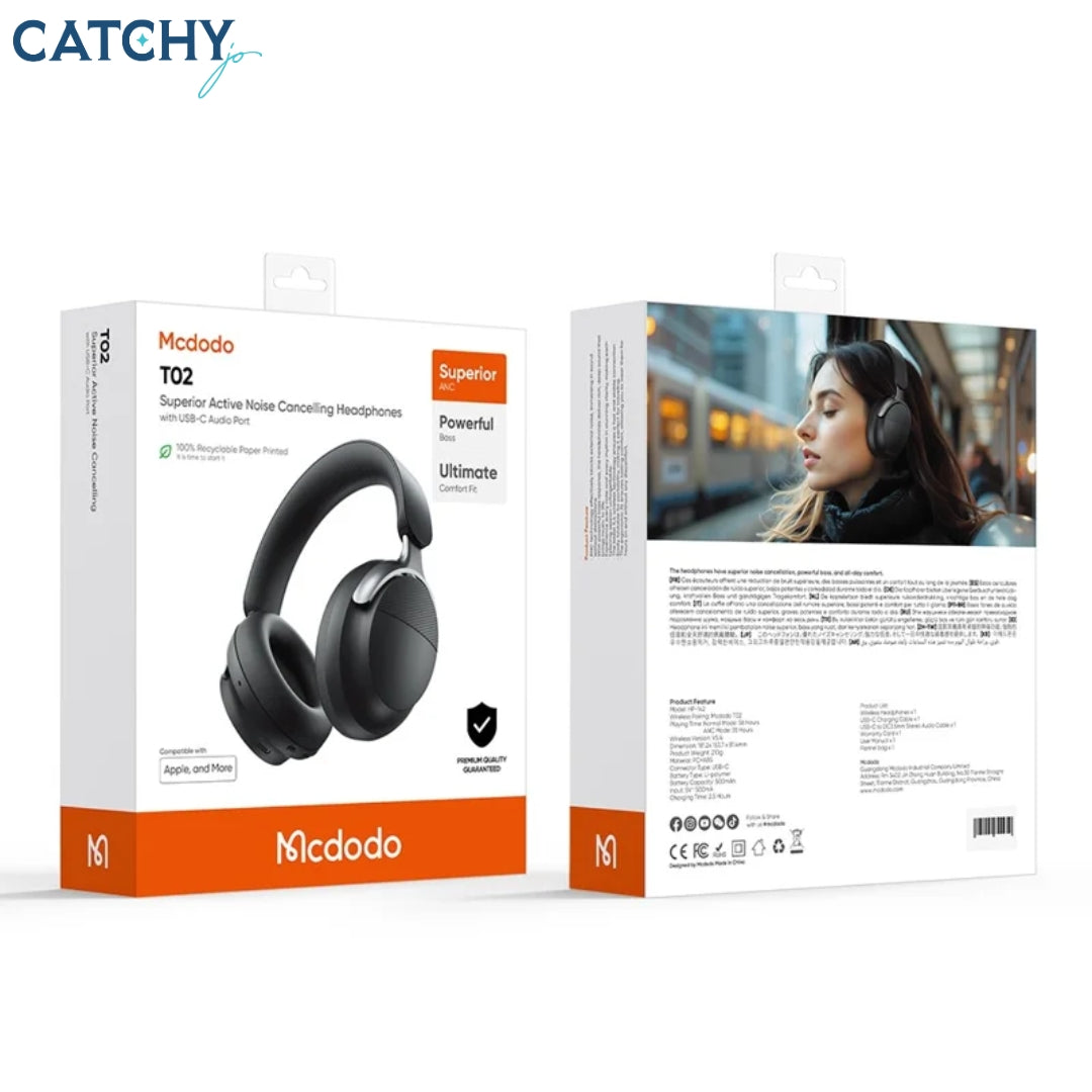 MCDODO TO2 Superior Active Noise Cancelling Headset With USB-C Audio Port