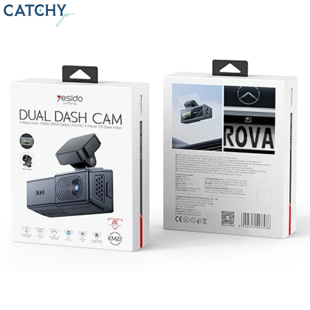 YESIDO KM22 Dual Channel Car Dash Camera