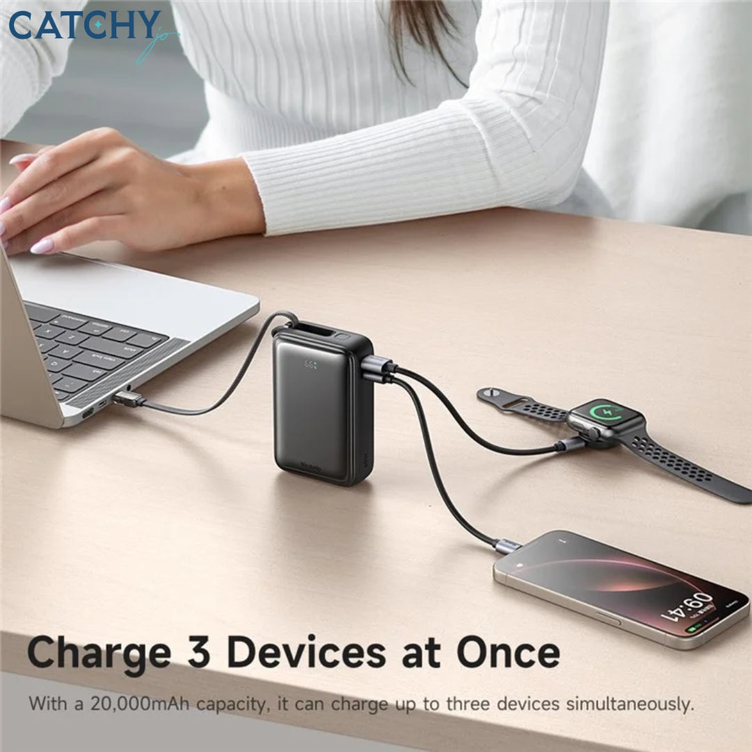 MCDODO MC-6370 USB-C Cable Power Bank With Digital Display (20000mAh)