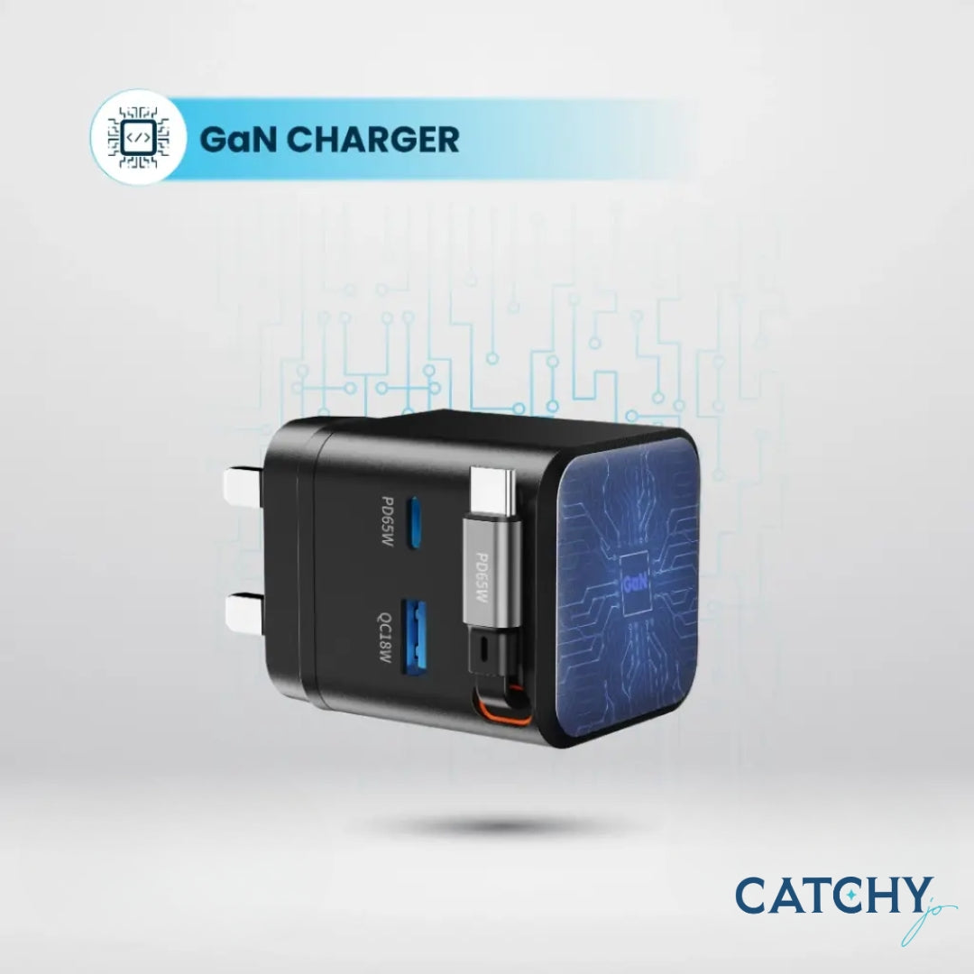 Powerology Dual Port Retractable GaN Charger