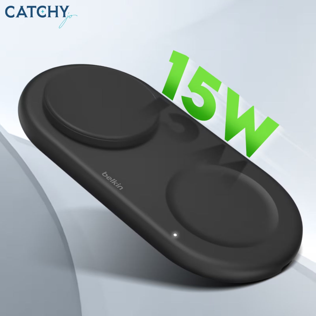 BELKIN 2-in-1 Magnetic Wireless Charging Pad With Qi2 (15W)