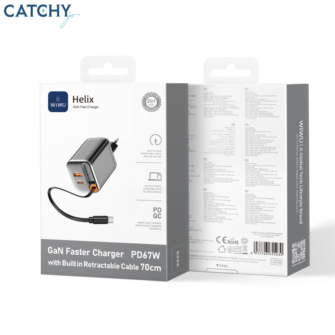 WiWU Wi-G020 Helix GaN Fast Charger Compact Dual-Port (67W)