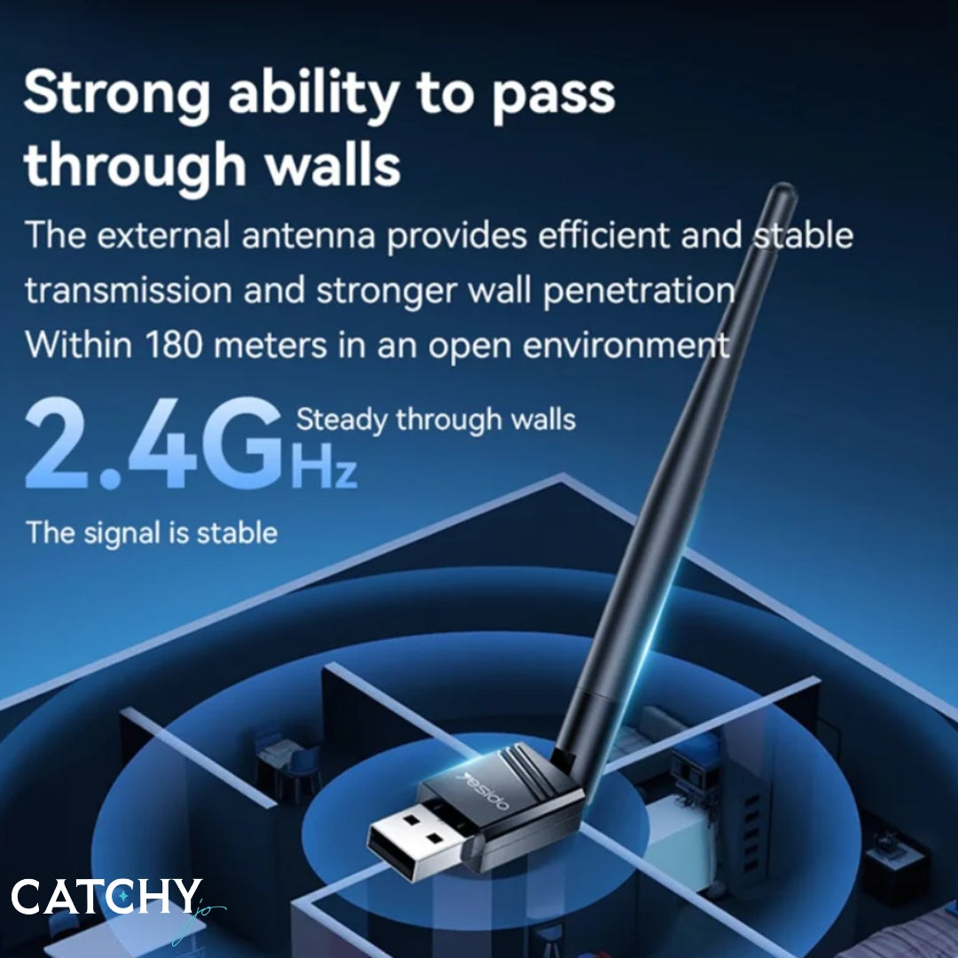 YESIDO WP11 WiFi4 Wireless USB Dongle With External Antenna