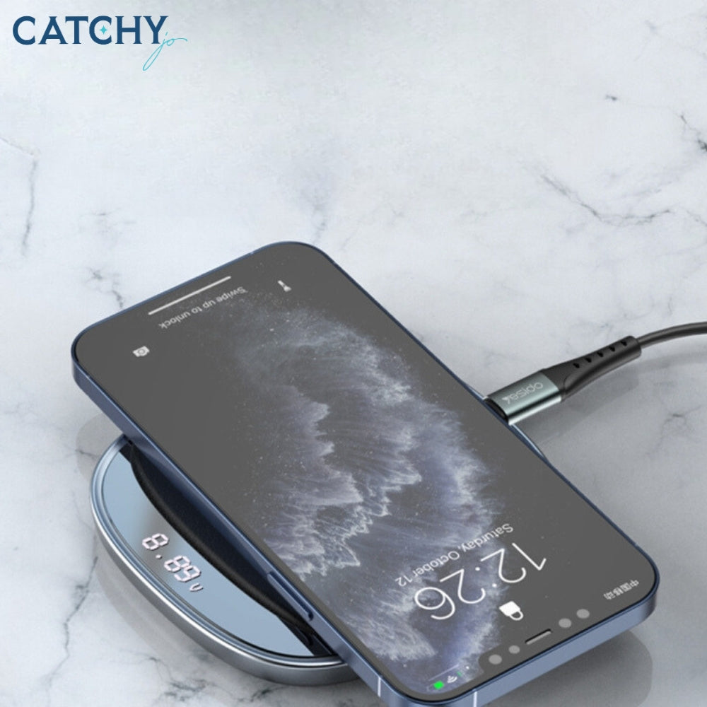 YESIDO DS11 Wireless Charger With LED Digital Display (15W)