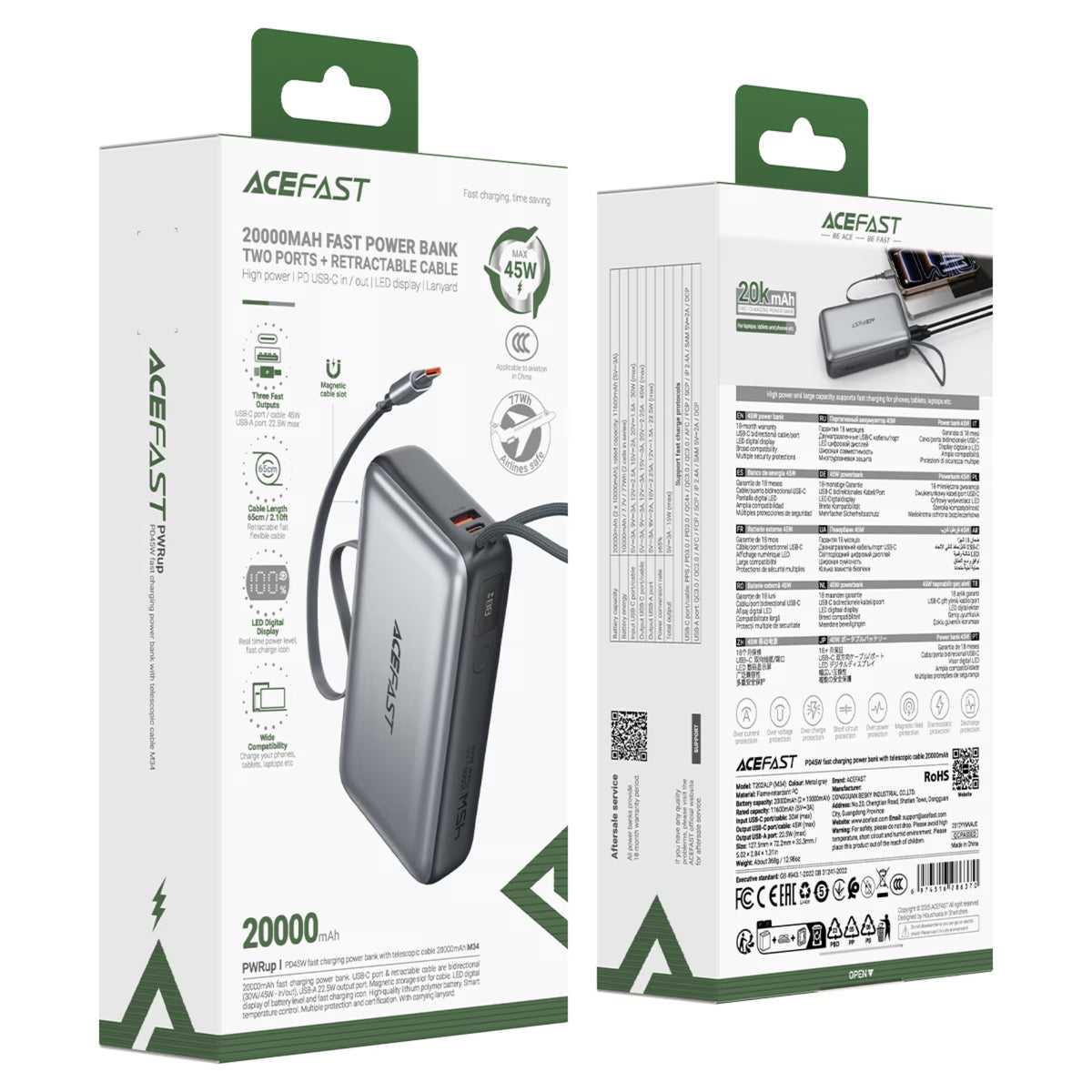 ACEFAST M34 Fast Charge Power Bank PD45W (20000mAh)