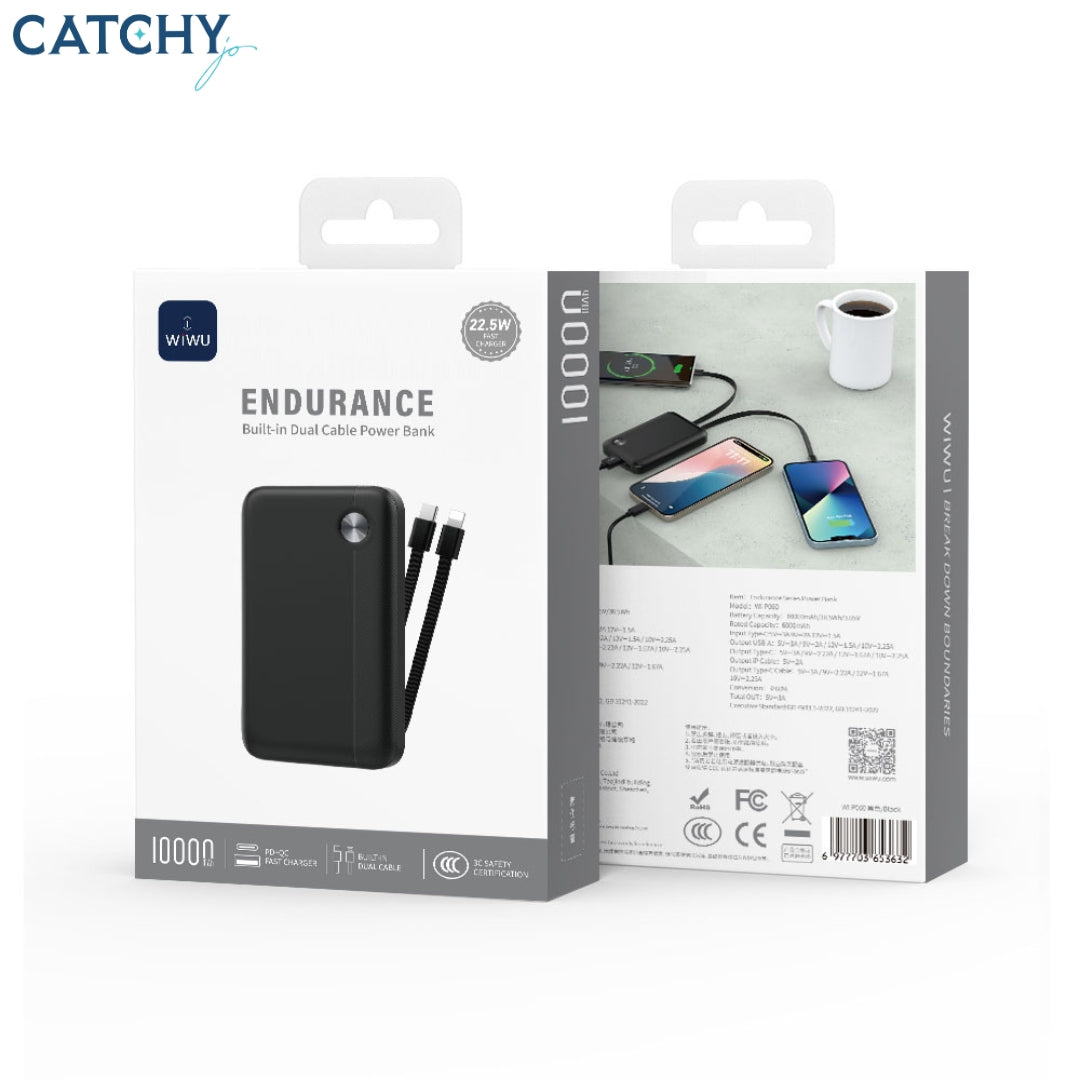 WiWU Wi-P060 Endurance Built-in Dual Cable Power bank (10000mAh)