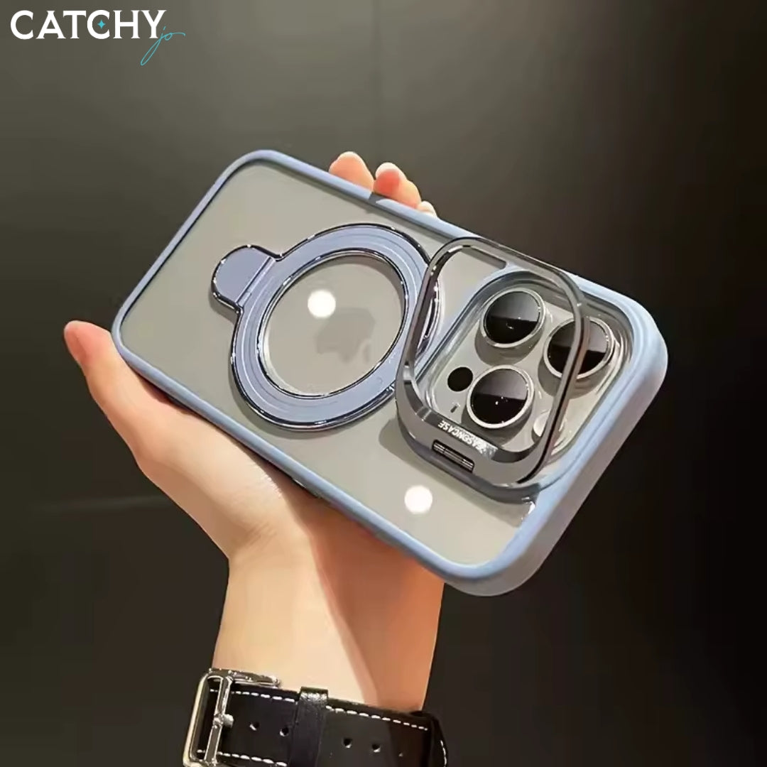 iPhone Fashion Hollow Lens Holder Magnetic Suction Case