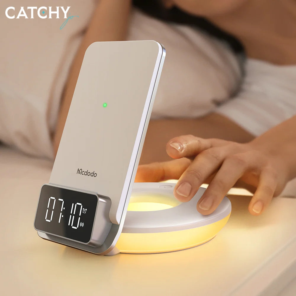MCDODO CH-1610 4 in 1 Desktop Wireless Charger with Alarm & Night Lamp