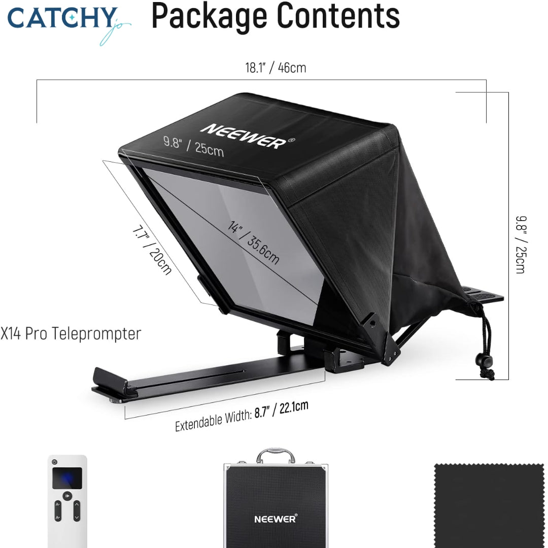 NEEWER Teleprompter X14 PRO with RT-110 Remote & APP Control