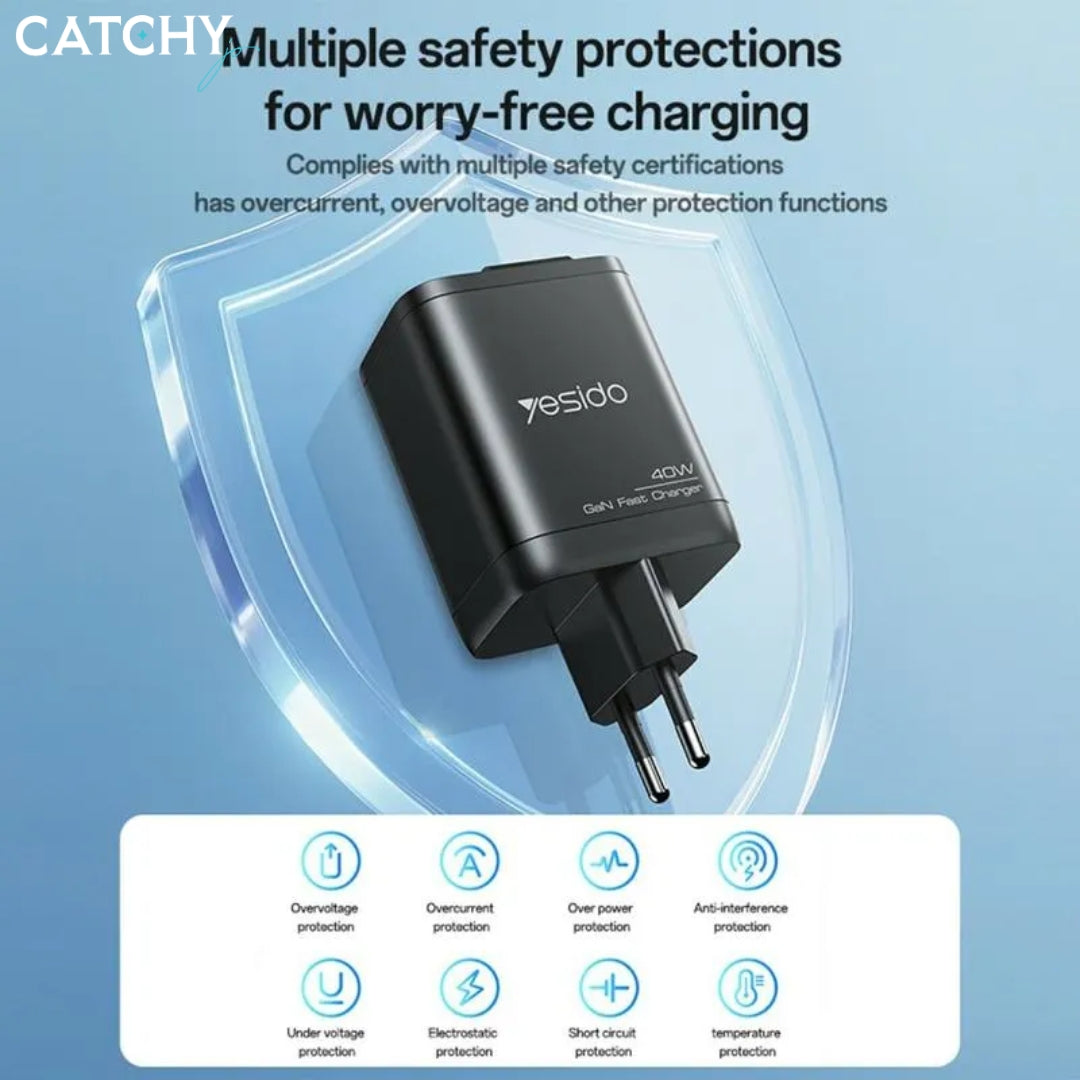 YESIDO YC99 Fast Charger Adapter With Type-C Cable