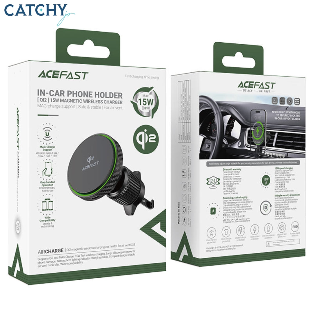 ACEFAST D33 Qi2 Air Vent Magnetic Wireless Charging Car Holder