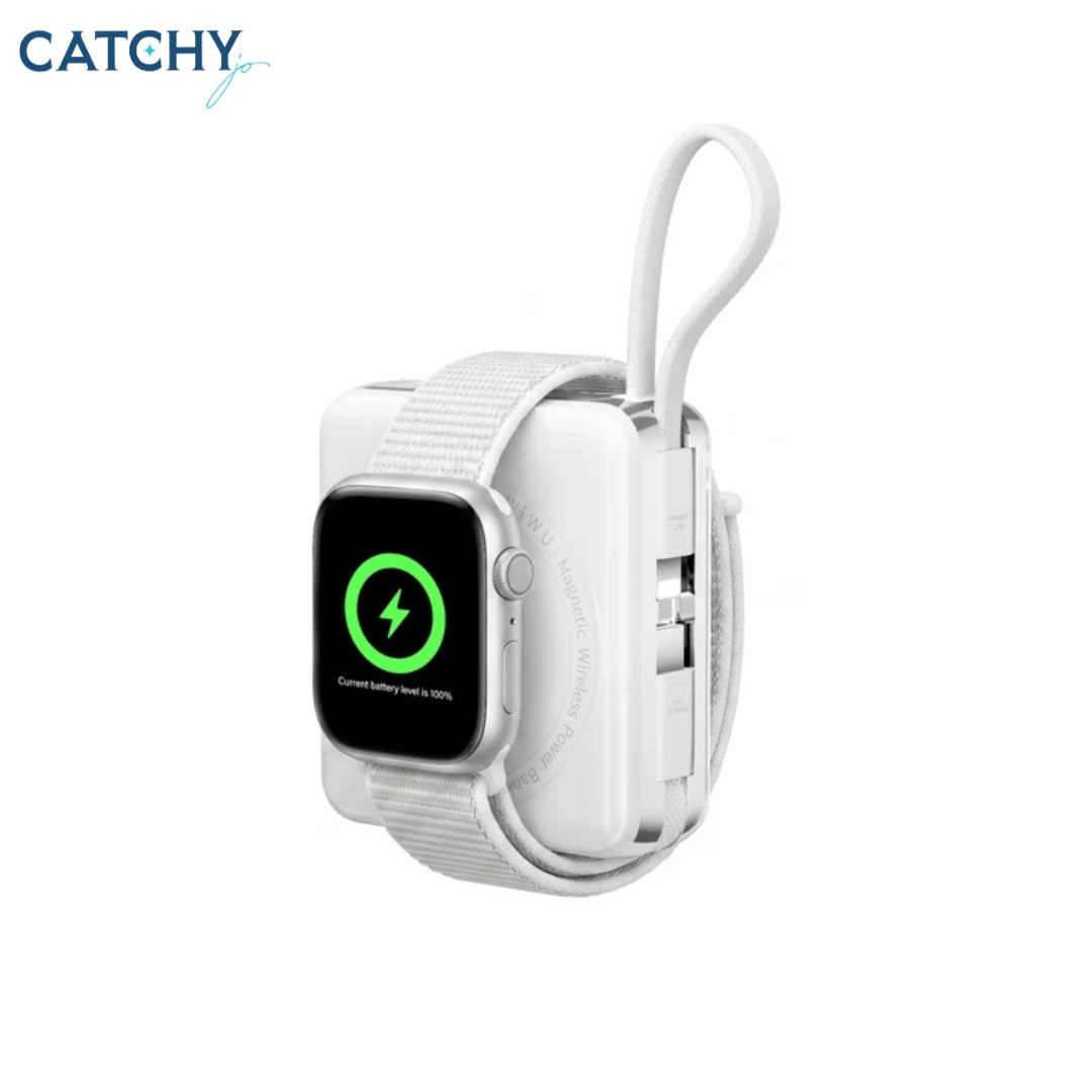 WiWU XF17 3-in-1 Magnetic Wireless Power Bank With Built-in Cable (10000mAh)