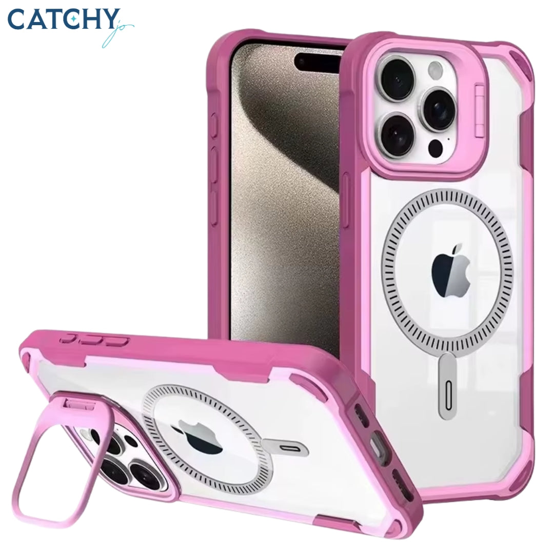 Clear Magnetic iPhone Shockproof Lens Stand Case