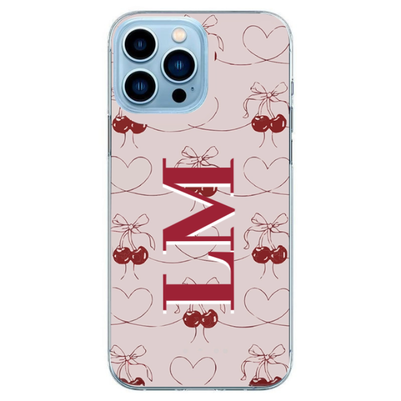 Cherry With Initials iPhone Case (Cutomized)