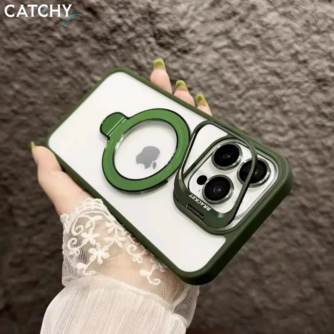 iPhone Fashion Hollow Lens Holder Magnetic Suction Case