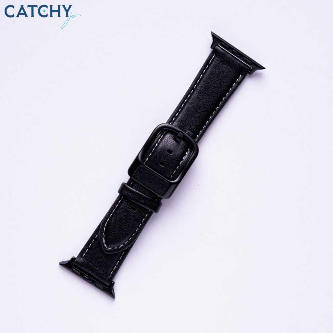 Black Leather Apple Watch Band