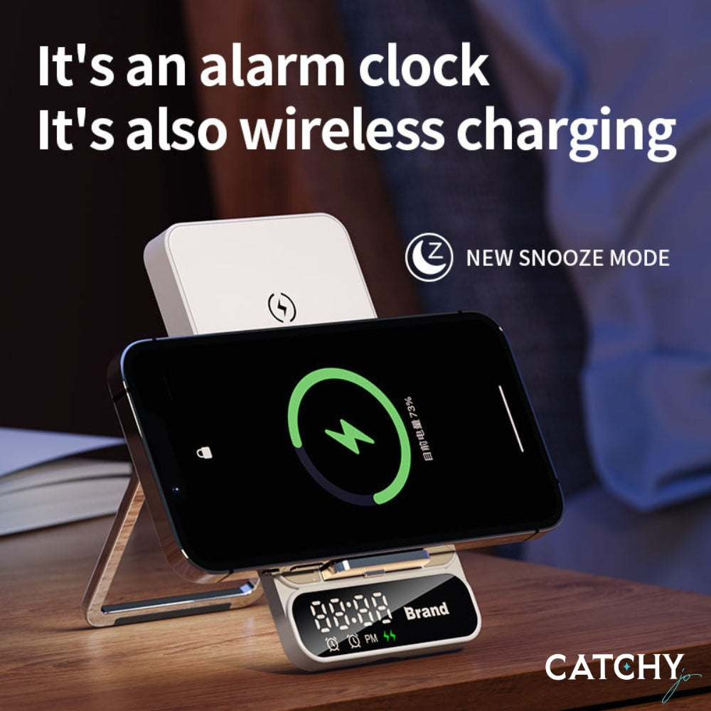 Wireless Charger With Led Night Light & Clock