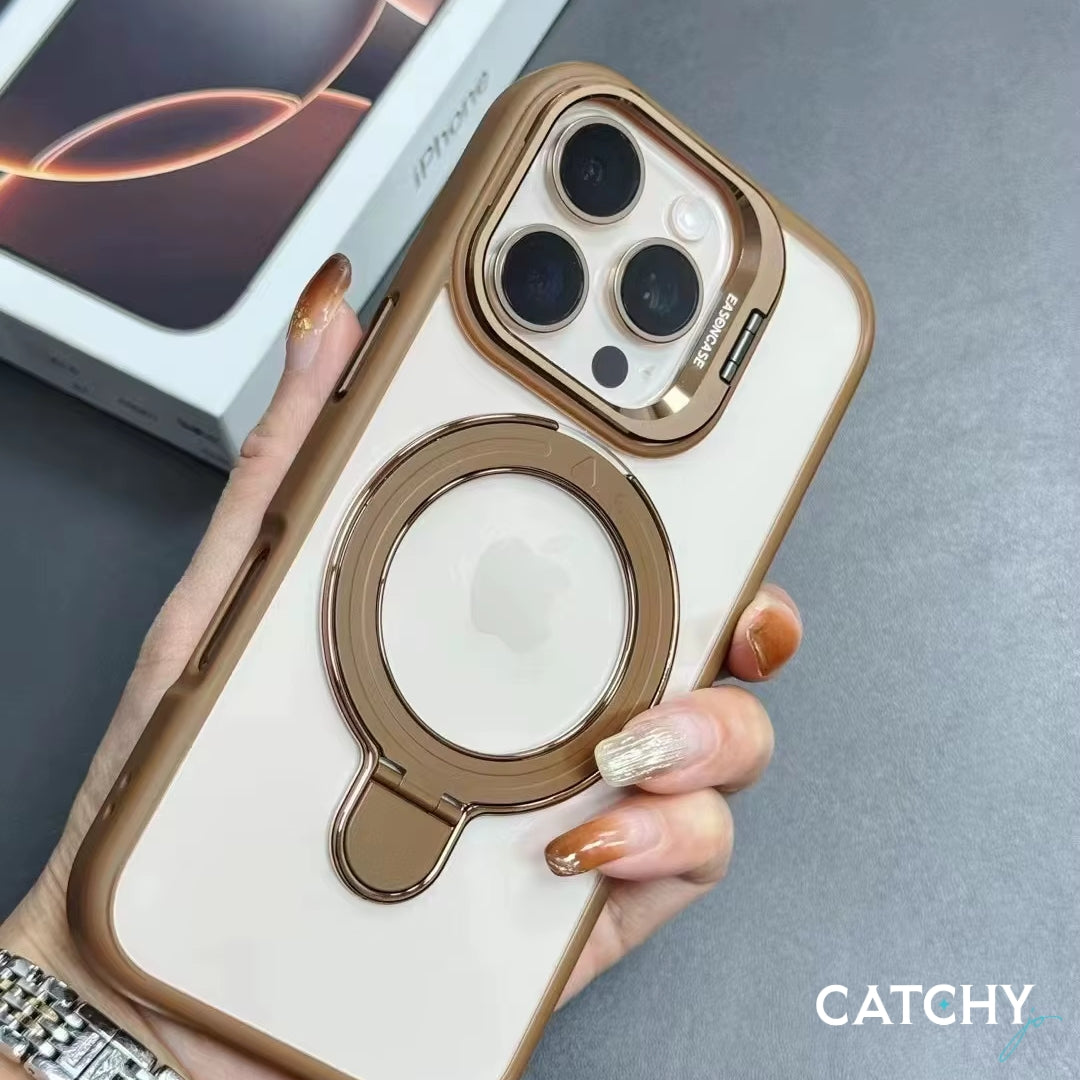 iPhone Fashion Hollow Lens Holder Magnetic Case