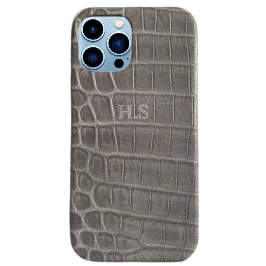 Crocodile Leather iPhone Case With Initials (Customized)