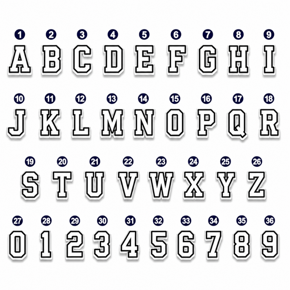 White Letters & Numbers Charms
