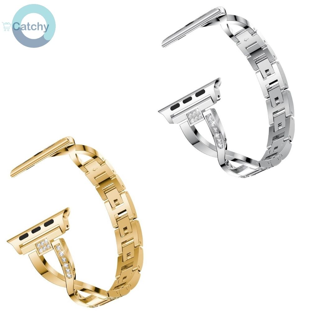 Apple Watch Stainless Steel Cross Line Diamond Band