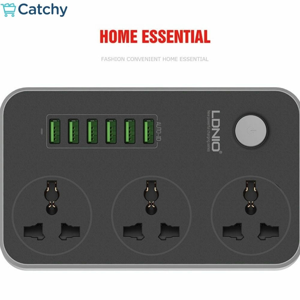LDNIO Universal Power 3 Sockets with 6 USB