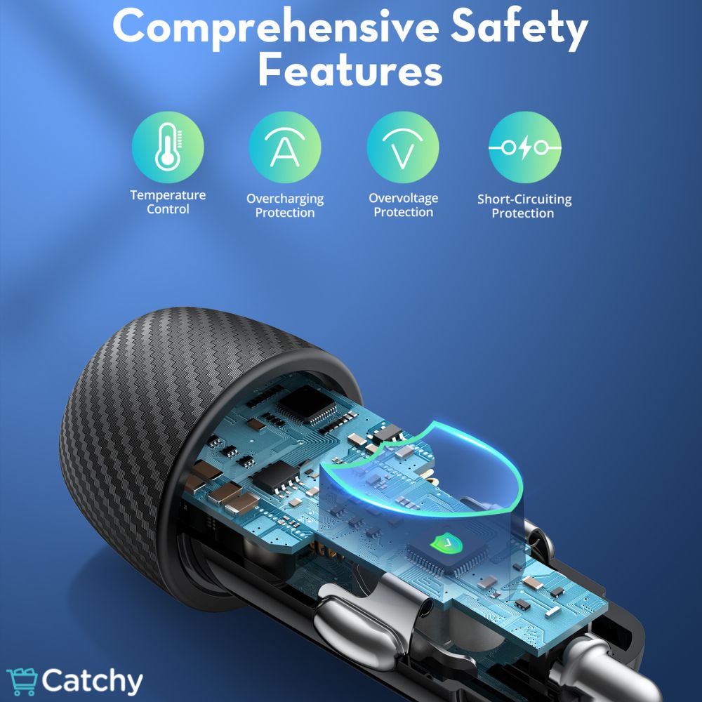 RAVPOWER Car Charger 50W 2 PD Ports