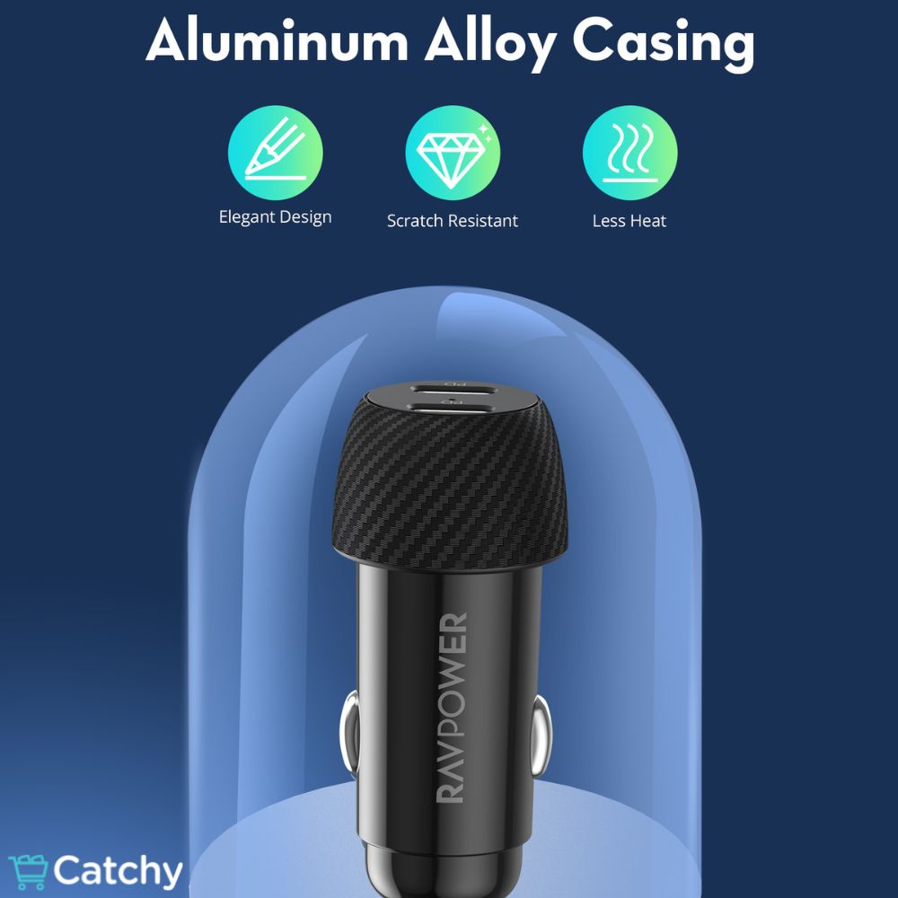 RAVPOWER Car Charger 50W 2 PD Ports