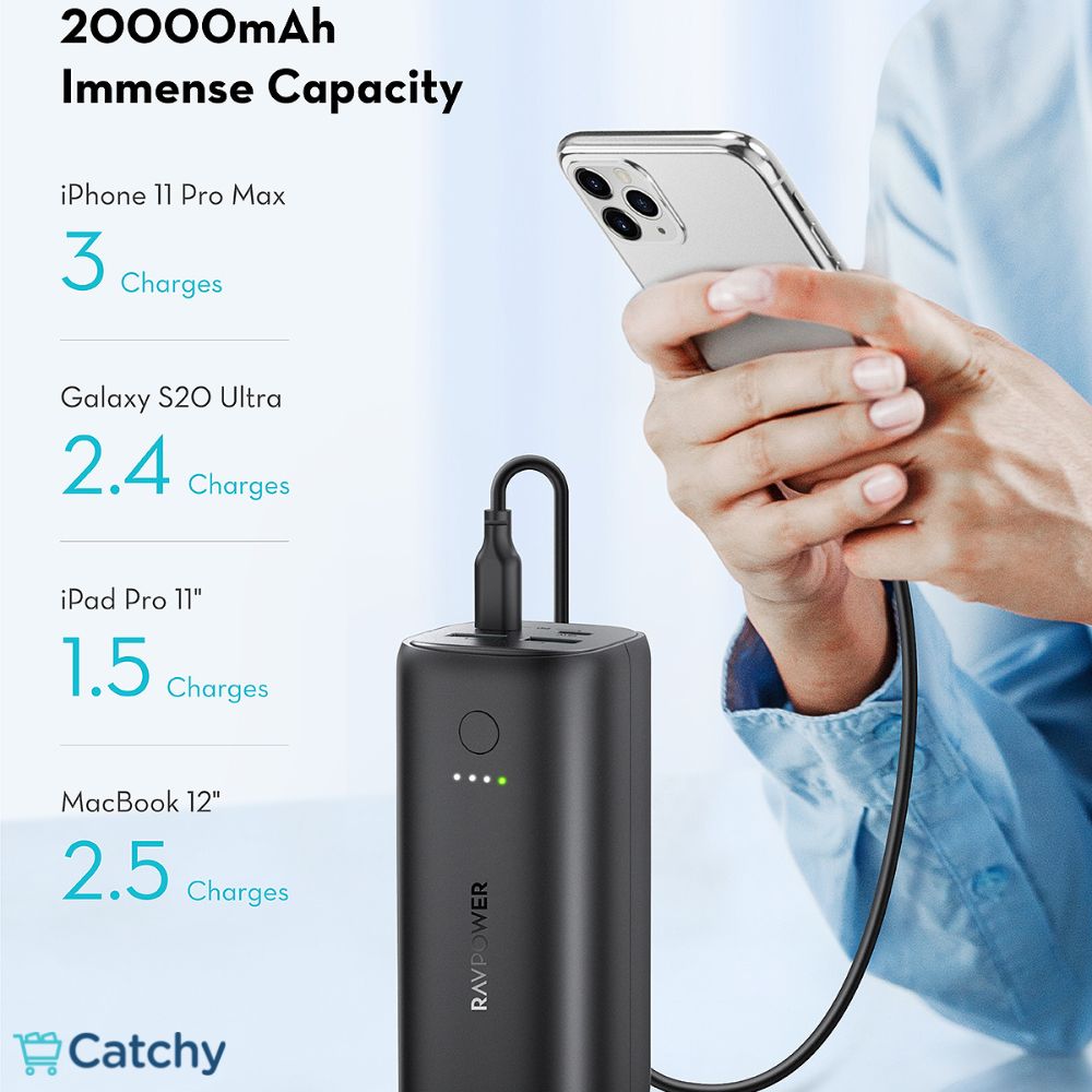 RAVPOWER PD50W Power Bank Portable Charger 20000mAh