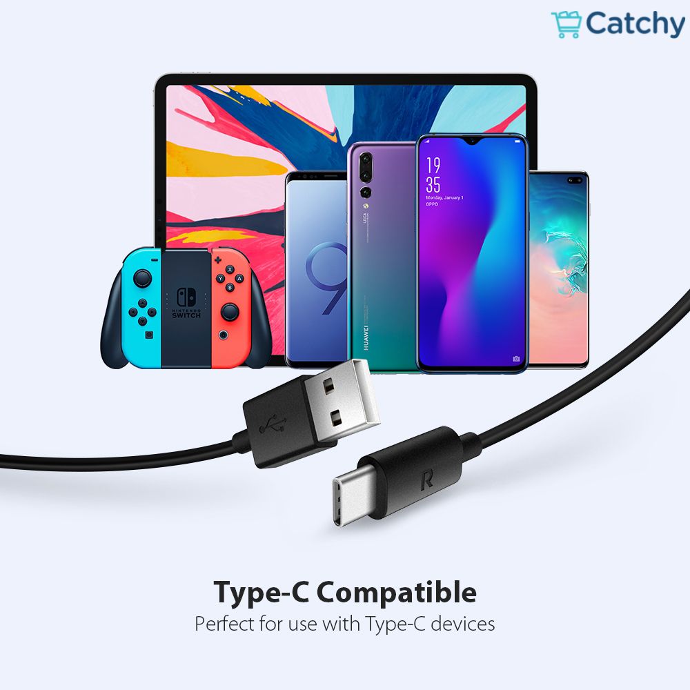 كابل RAVPOWER من USB إلى Type-C بطول 1m