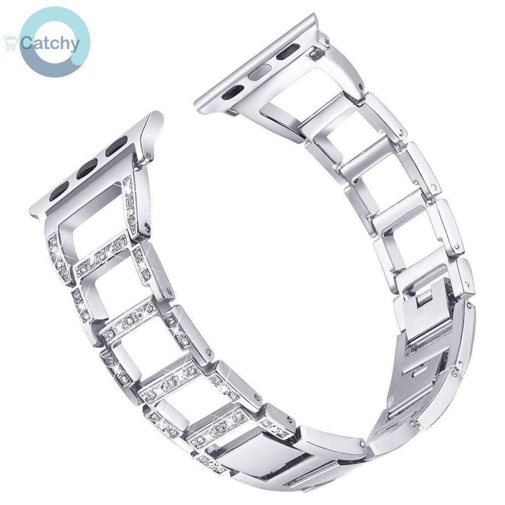 باند ألماسي مربع لساعة أبل حديد ستانلس