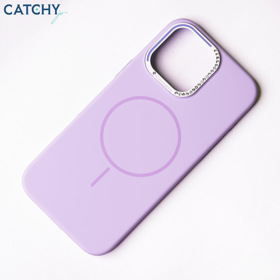 iPhone Series 11+12 Silicone MagSafe Case With Diamond Camera Frame