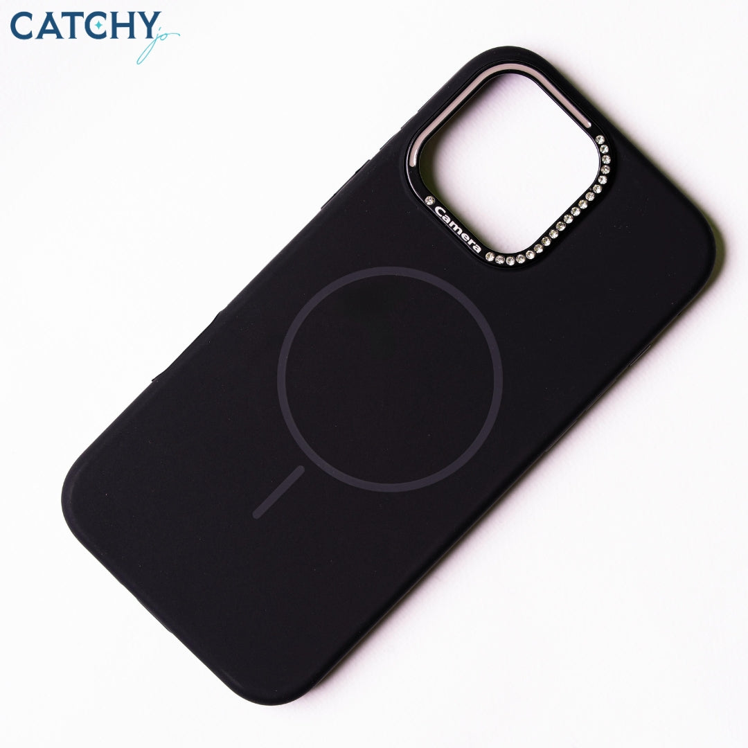 iPhone Series 11+12 Silicone MagSafe Case With Diamond Camera Frame