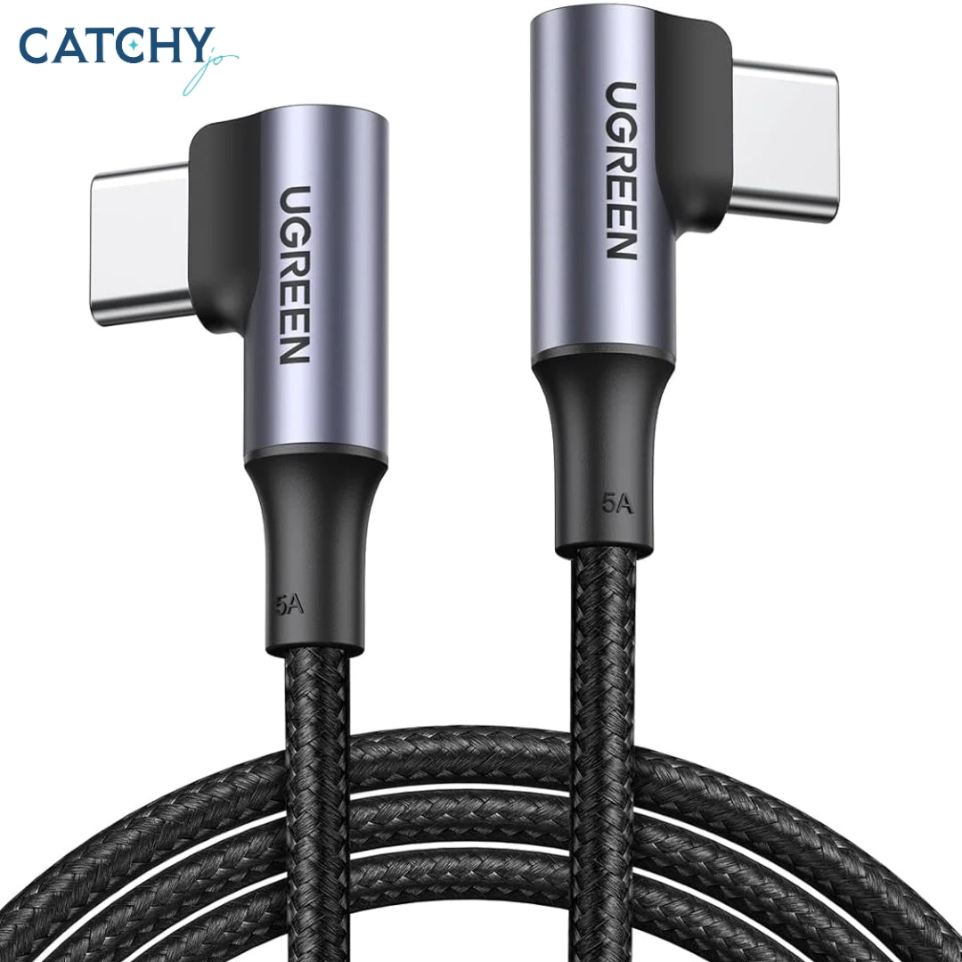 UGREEN كابل بيانات USB-C بزاوية قائمة إلى USB-C