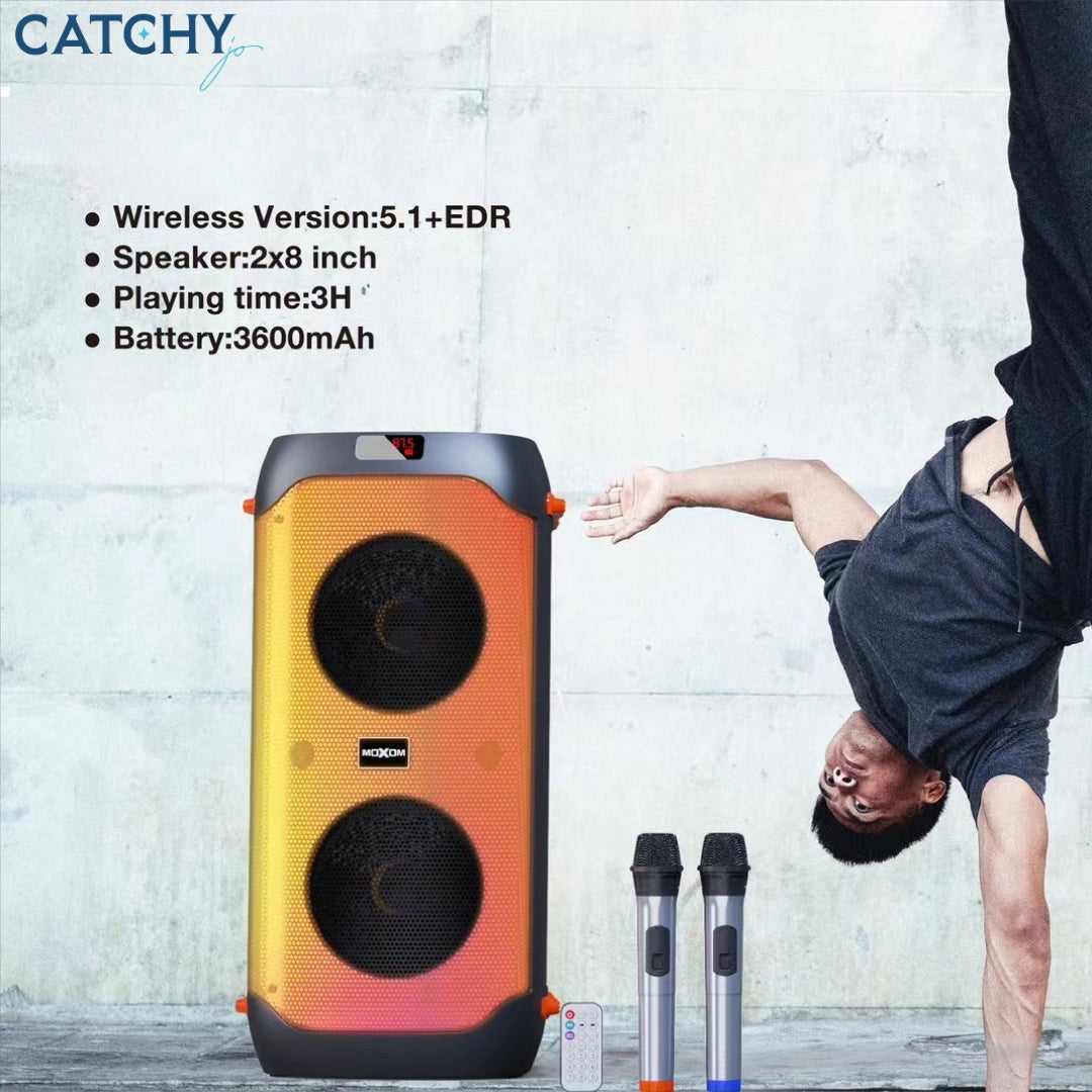 MOXOM MX-SK51 SuperPower Wireless Speaker With 2 Wireless Mics MOXOM MX-SK51 SuperPower Wireless Speaker With 2 Wireless Mics