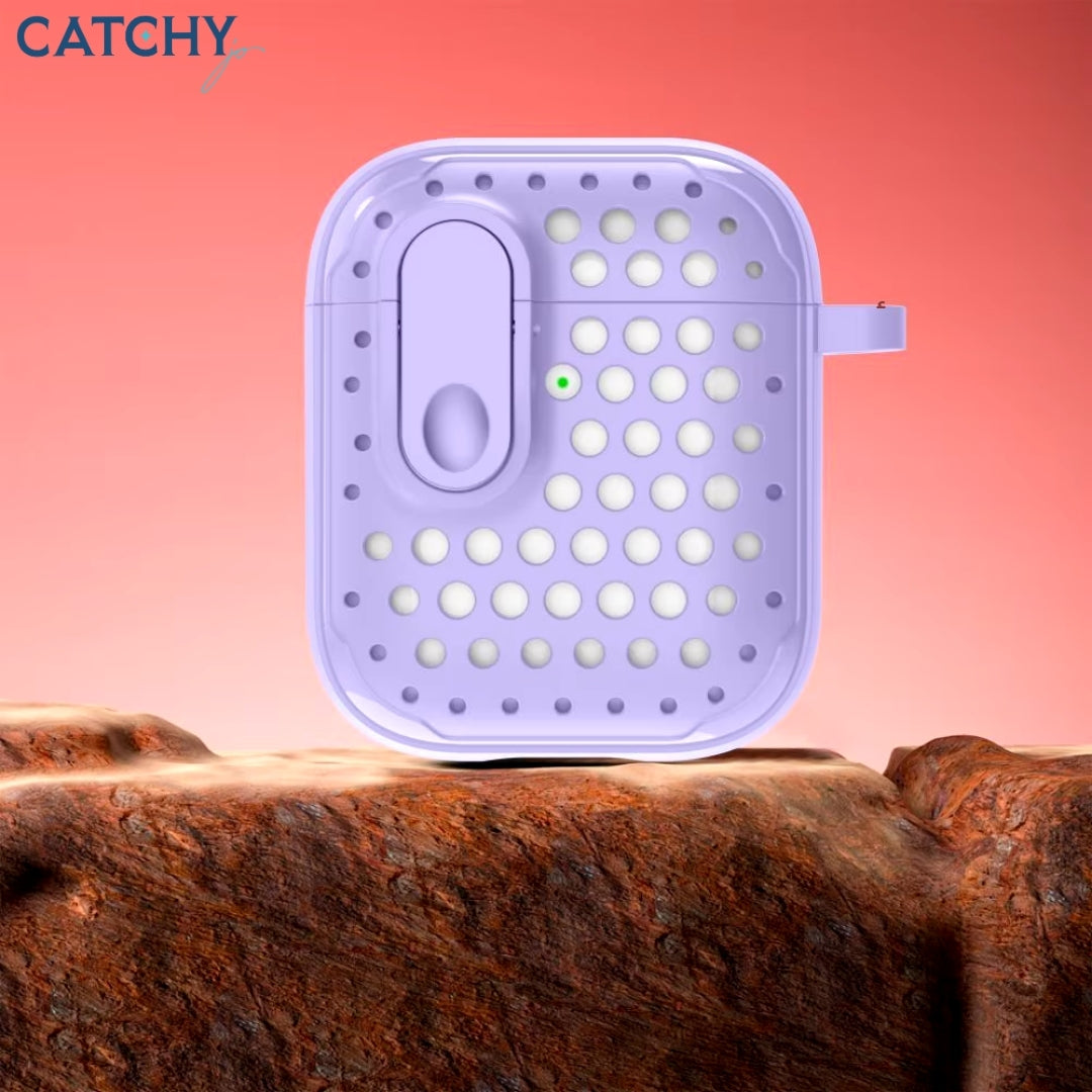 غطاء سيليكون لطيف لسماعات AirPods بتصميم فتحات