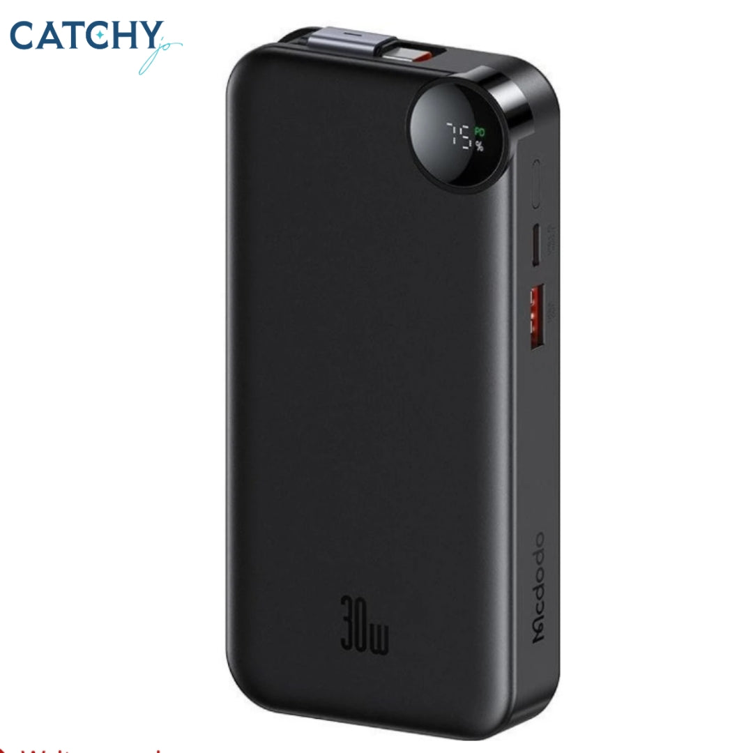 MCDODO MC-3870 Built-In Retractable Cable Digital Display Power Bank 10000mAh (30W)