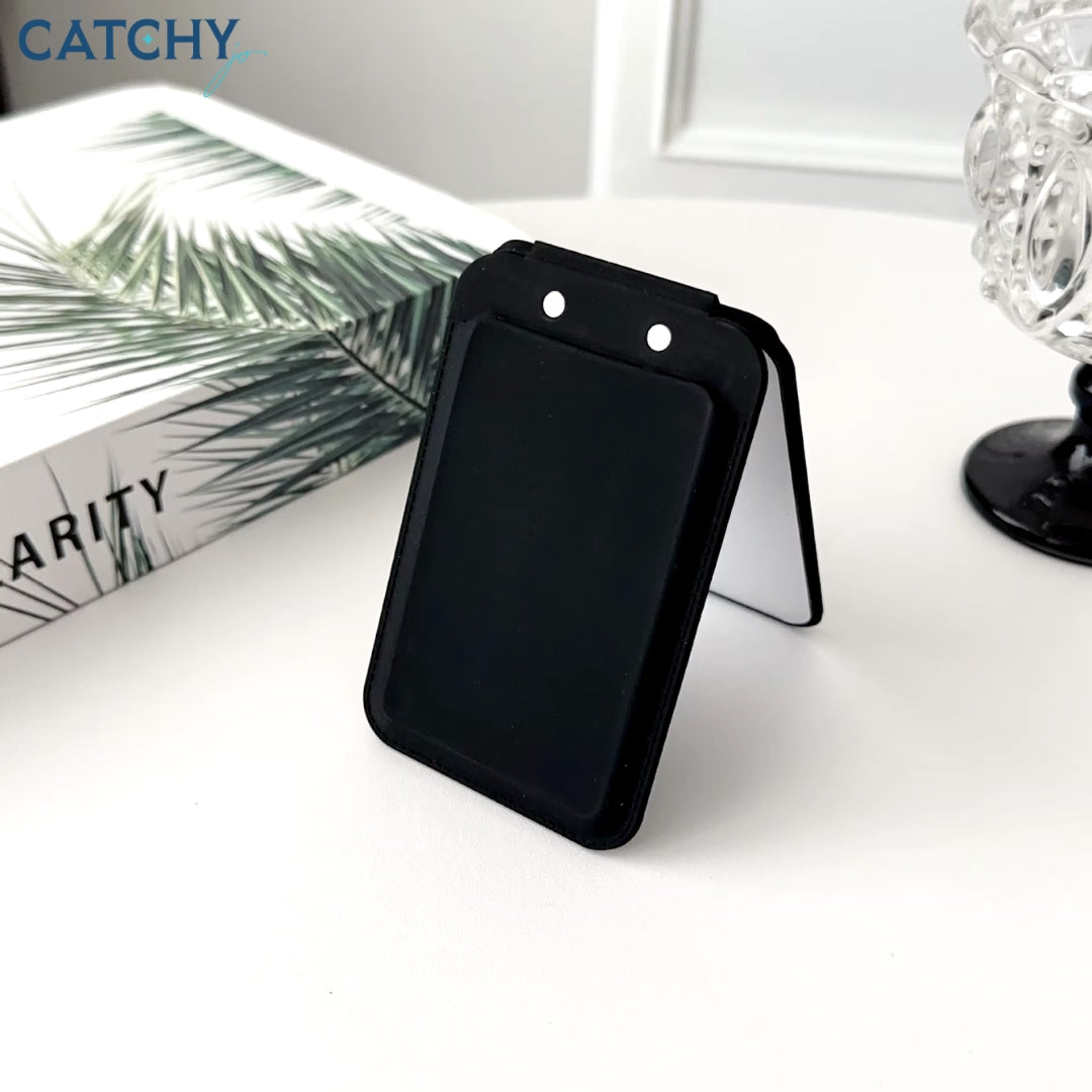 Mirror Magnetic Phone Card Wallet With Stand | Black | Blue | Light Pink | White