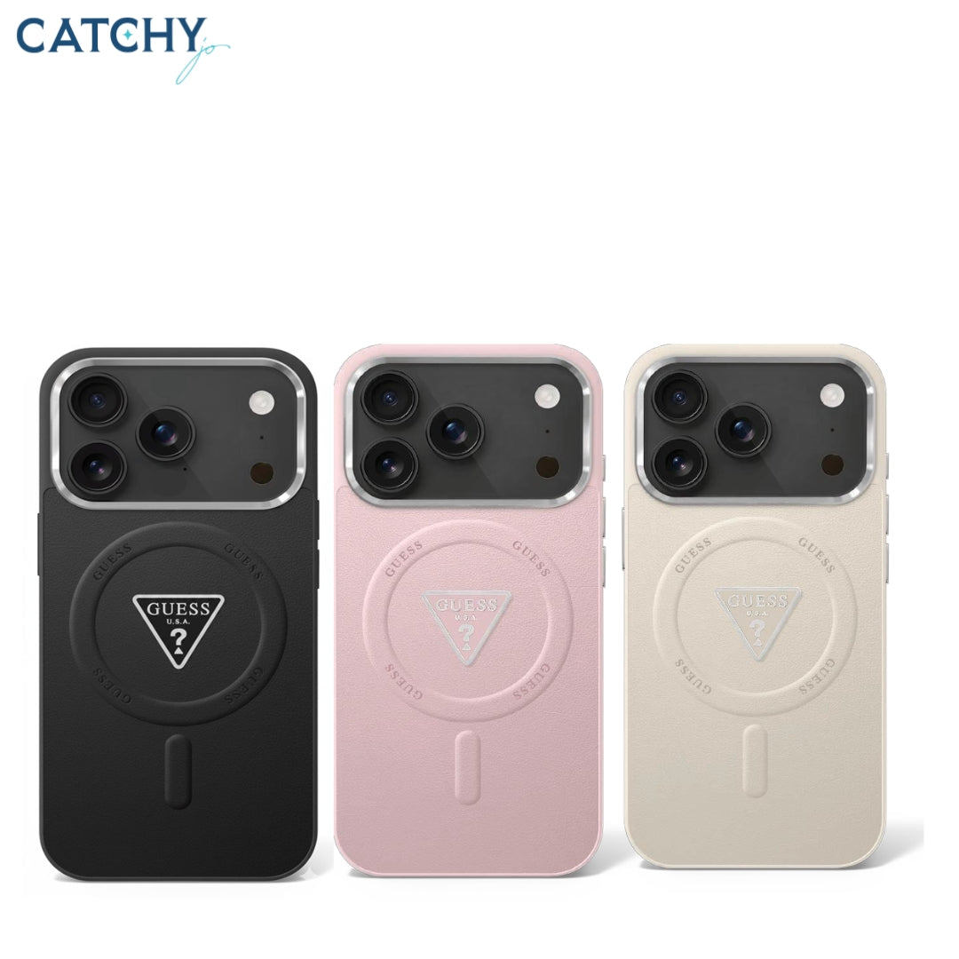 GUESS iPhone MagSafe Leather Case With Triangle Logo